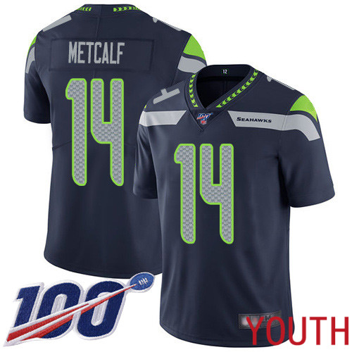 Seattle Seahawks Limited Navy Blue Youth D.K. Metcalf Home Jersey NFL Football #14 100th Season Vapor Untouchable->women nfl jersey->Women Jersey